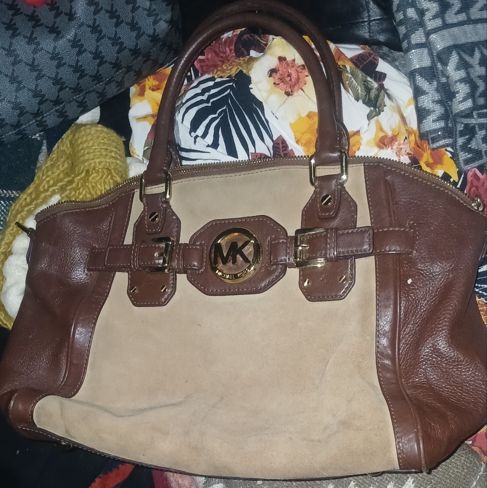 Brown and Tan Leather Handbag